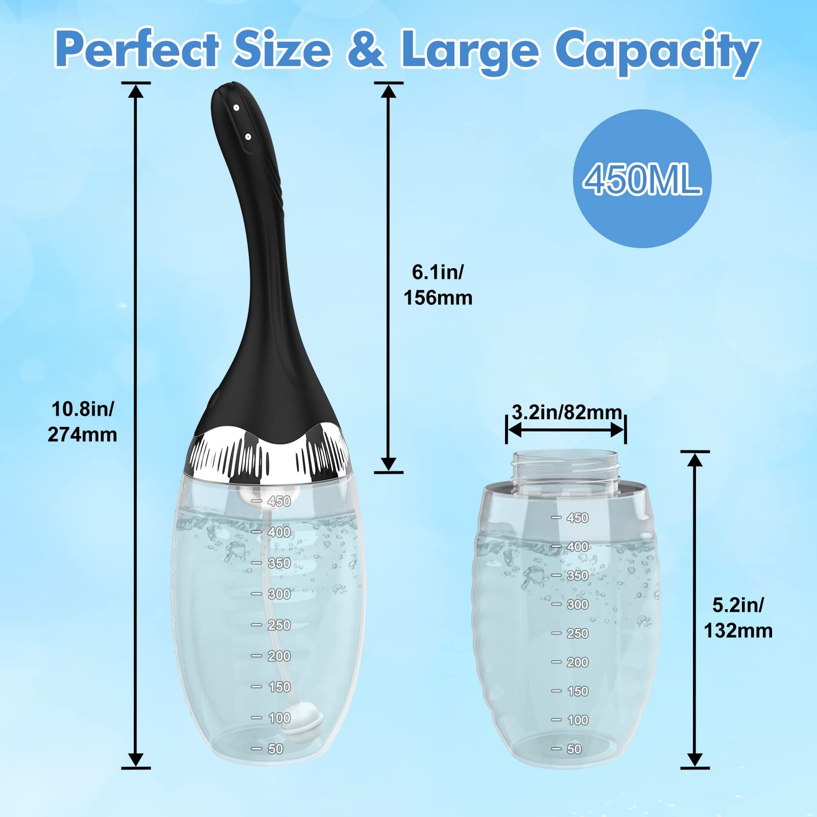 Automatic Electric Enema Bulb with 3 Speeds, Silicone Anal Transparent