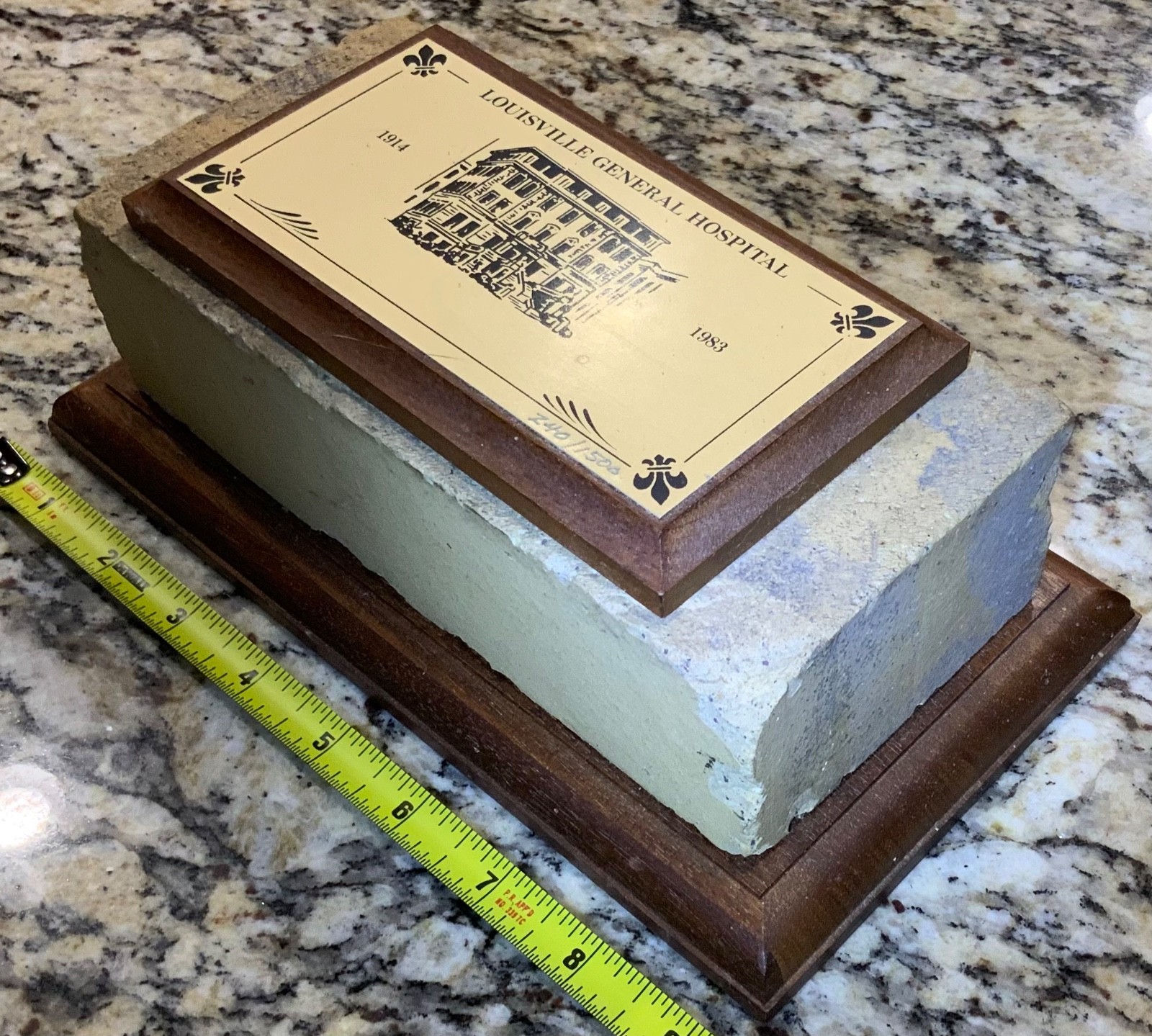Louisville KY General Hospital Brick & Plaque Commemorating History 1914 – 1983