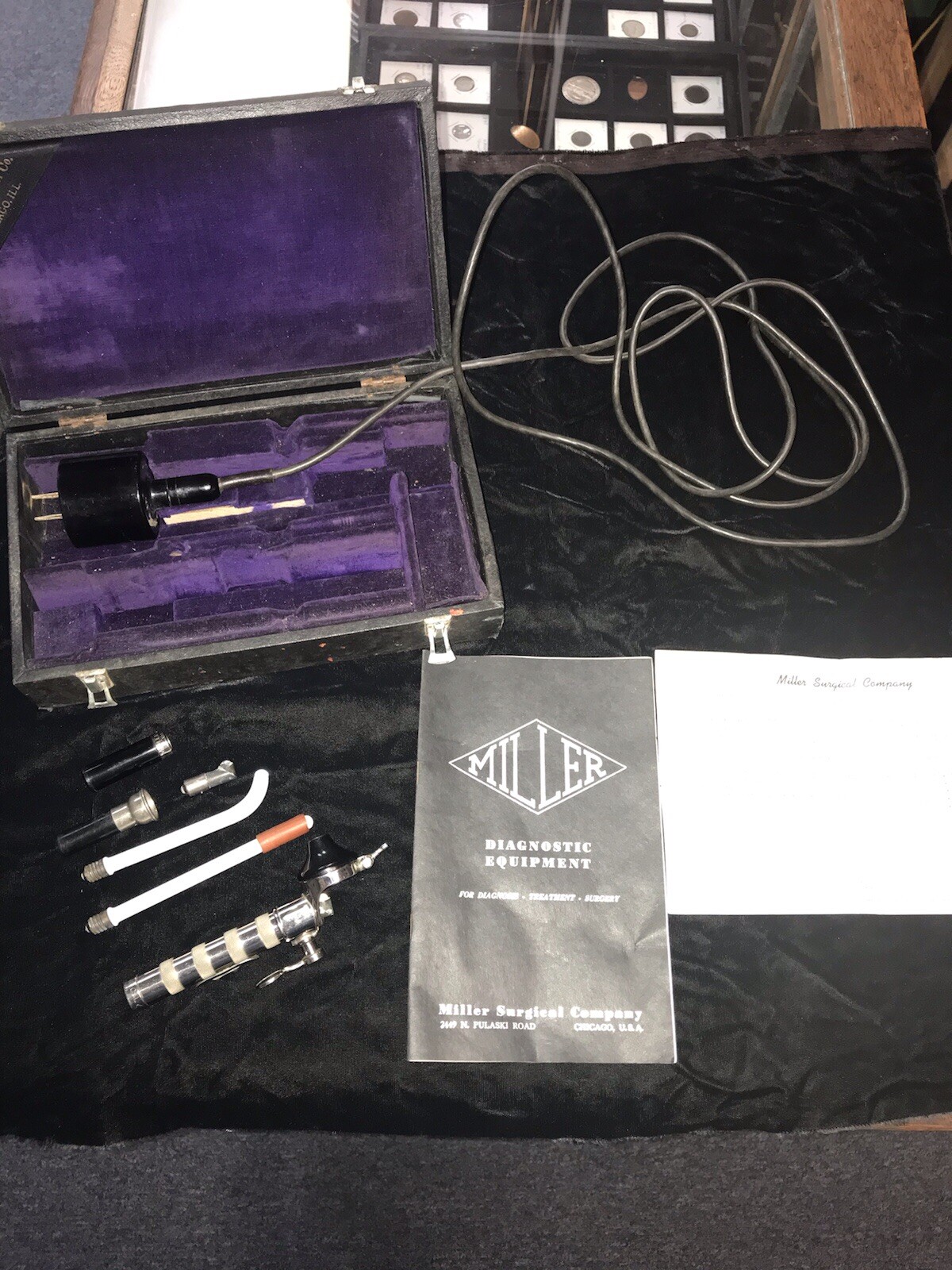 Antique Miller Portable Diagnostic Set w/Manual & Original Receipt Ca. 1945
