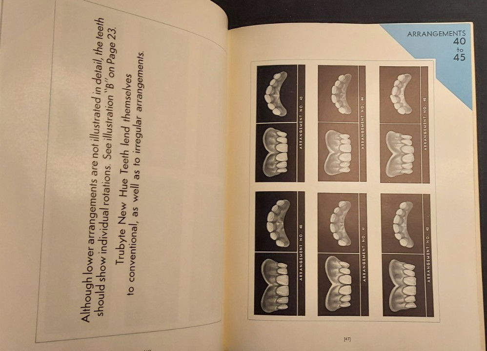 1940 Dental Book Trubyte New Hue Anteriors Dentures Dentists’ Supply Co New York