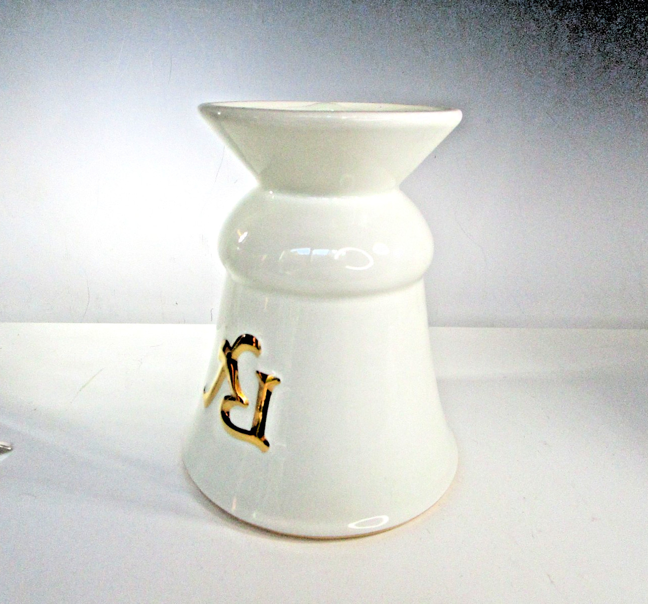 Owens Illinois RX Porcelain Mortar & Pestle White Gilt 7″ Pharmacy