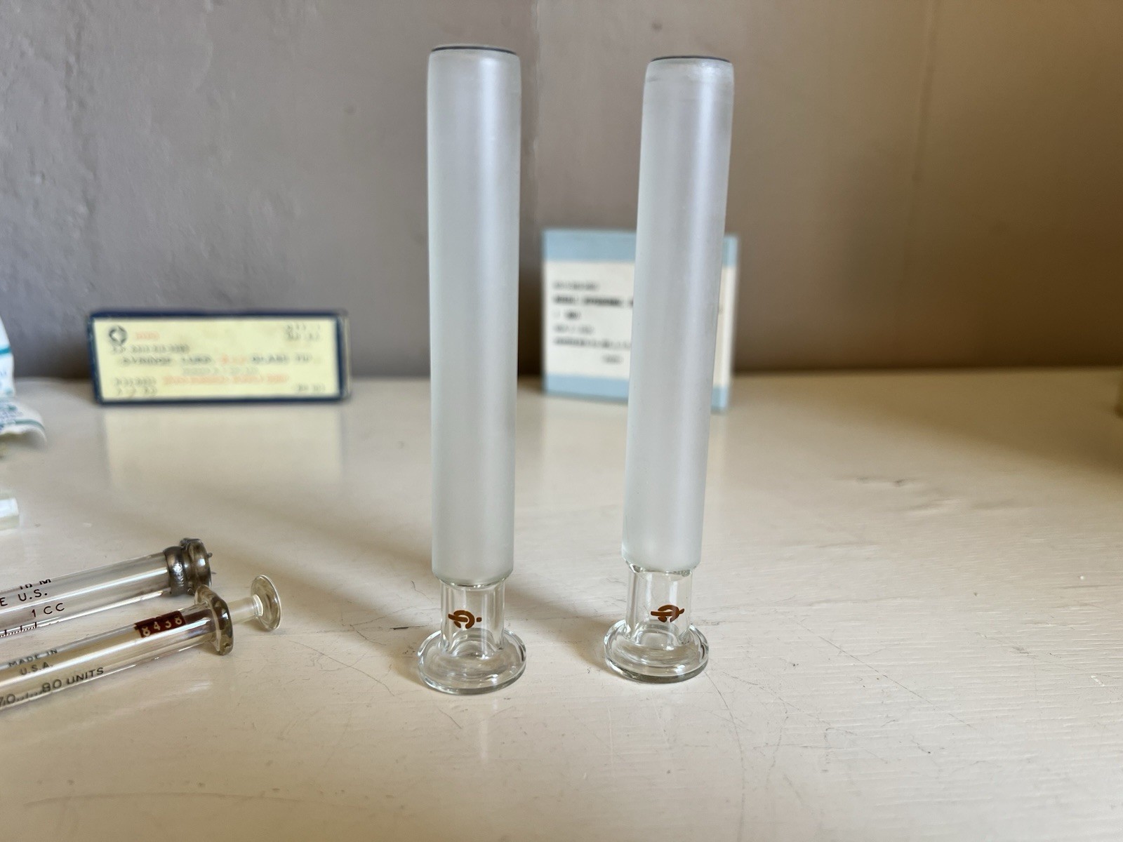 Vintage 1960’s Glass Syringes Collectable Medical Supplies Made In USA / Japan