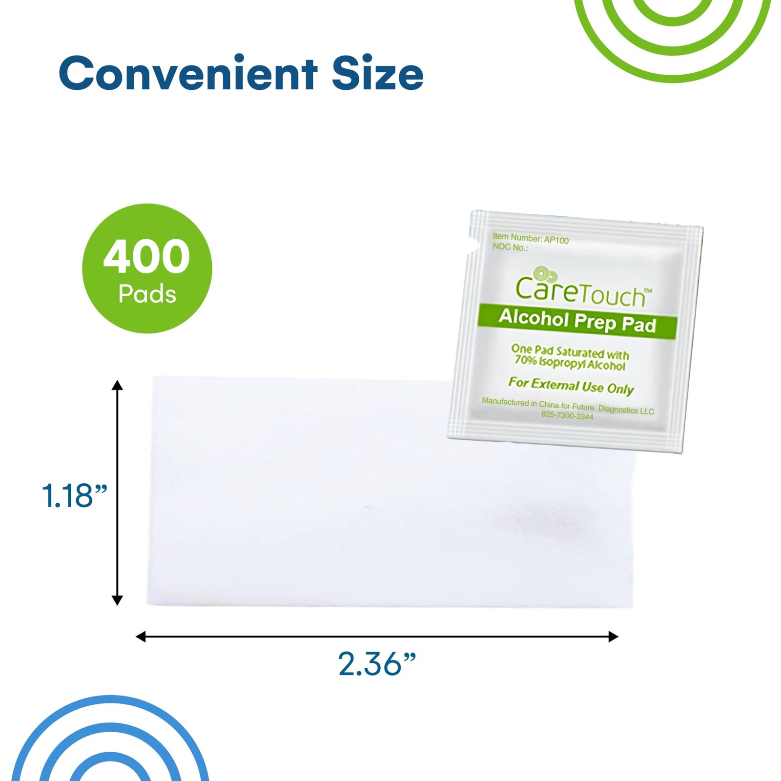 Care Touch Alcohol Wipes Individually Wrapped – 400 Count (Pack of 1), White