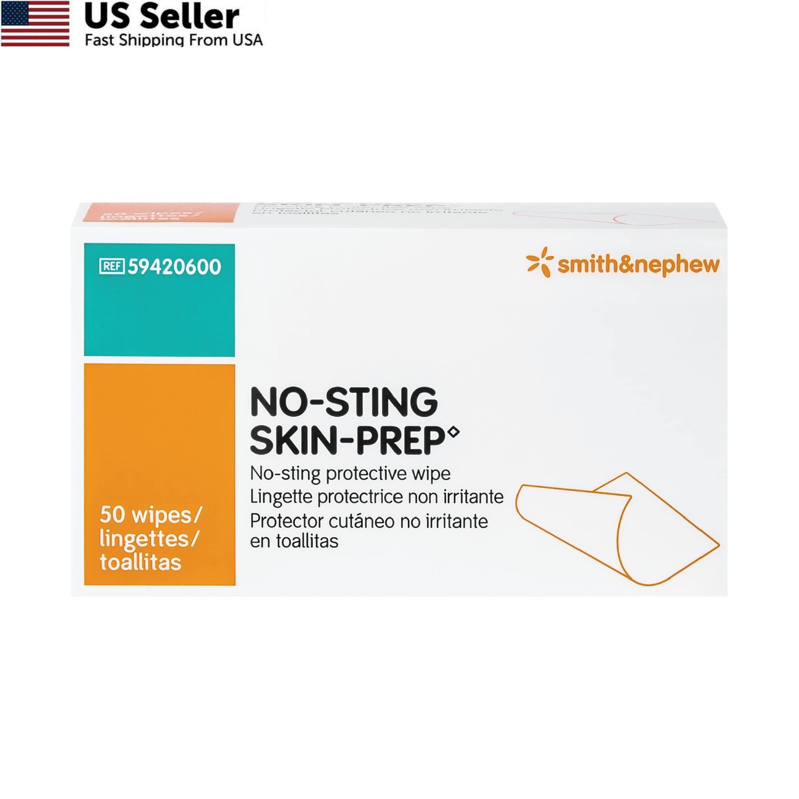Smith+Nephew NO-STING SKIN-PREP Wipes, Protective 1 Count (Pack of 50)