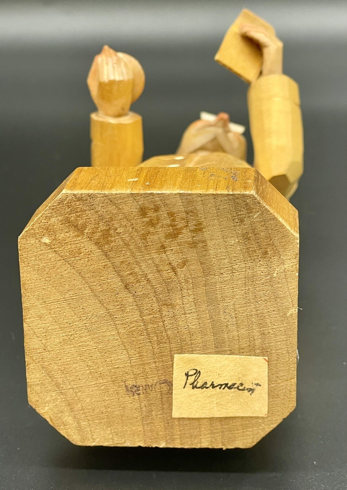 Vintage Anti Hand Carved Wood Pharmacist, RX, Mixing Bowl, 6.75”, Germany
