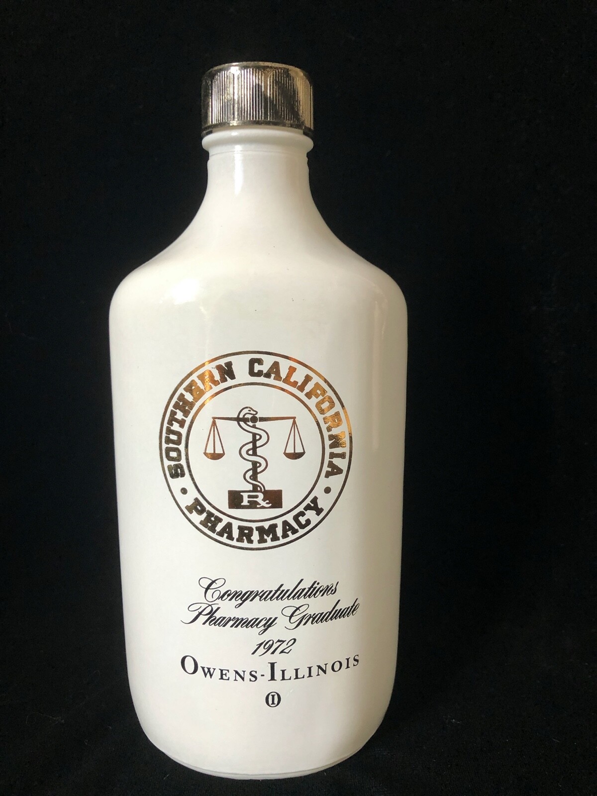 1972 Pharmacy Graduate Owens-Illinois University of Southern California Bottle .