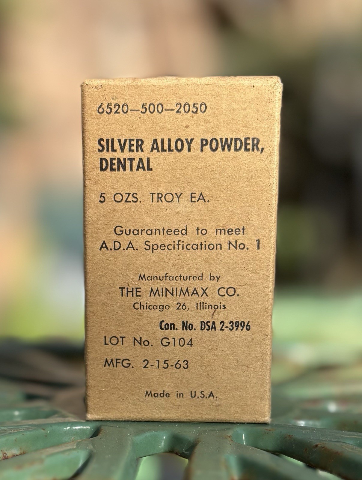 1 Jar 5 Troy Oz Minimax Silver Alloy Dental Amalgam Powder 1963 Vintage
