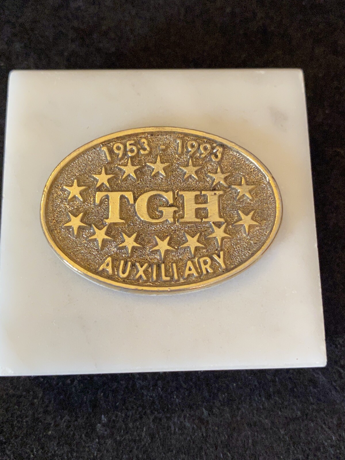 Vtg TGH Auxiliary Marble Paperweight of Recognition Tampa