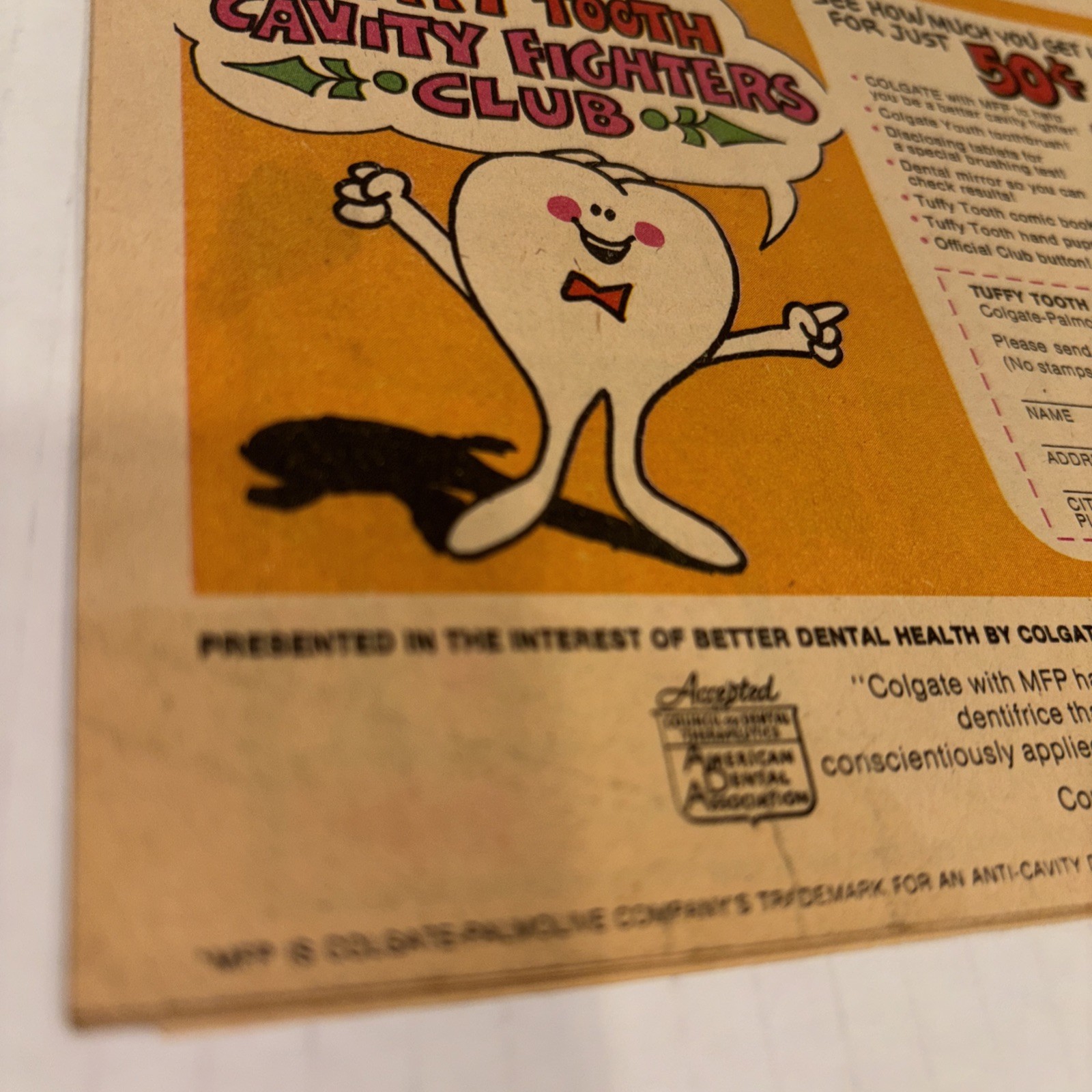 Vintage 1970 Colgate Tuffy Tooth Comic Book Cavity Canyon Palmolive Fighter Club