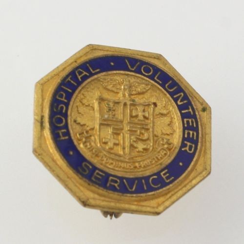 Hospital Volunteer Service Pin – Vintage Crest Medical Collectible Lapel