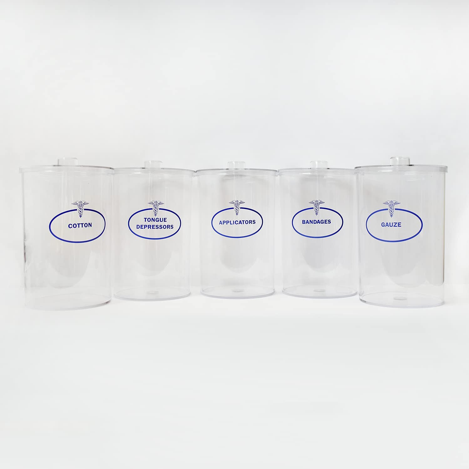 BV Medical Clear Sundry Jars, Labeled, Unbranded, Set of 5 each