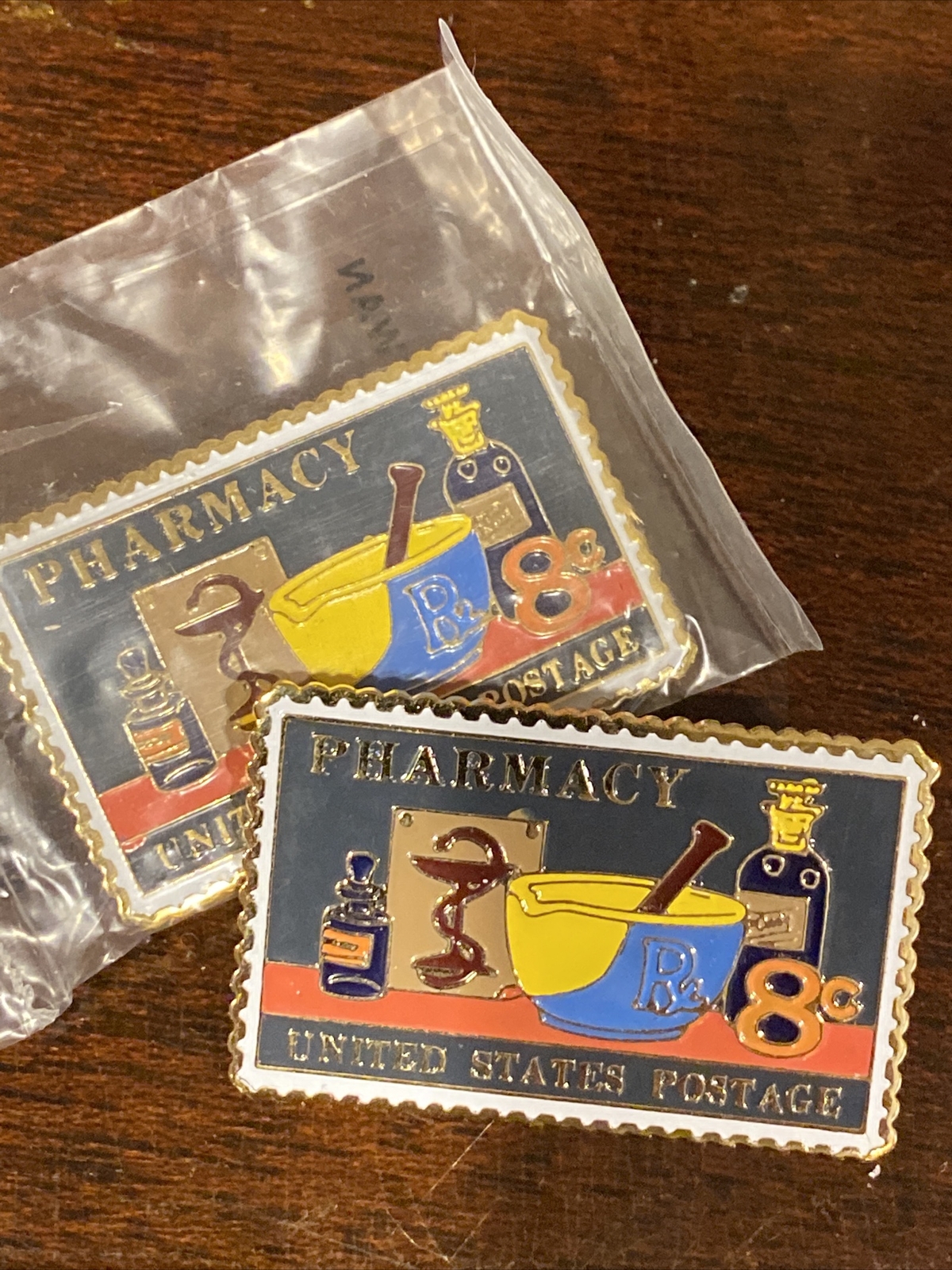 Beautiful Version Of 1972 Pharmacy United States Postage 8-cent Stamp Metal Pin