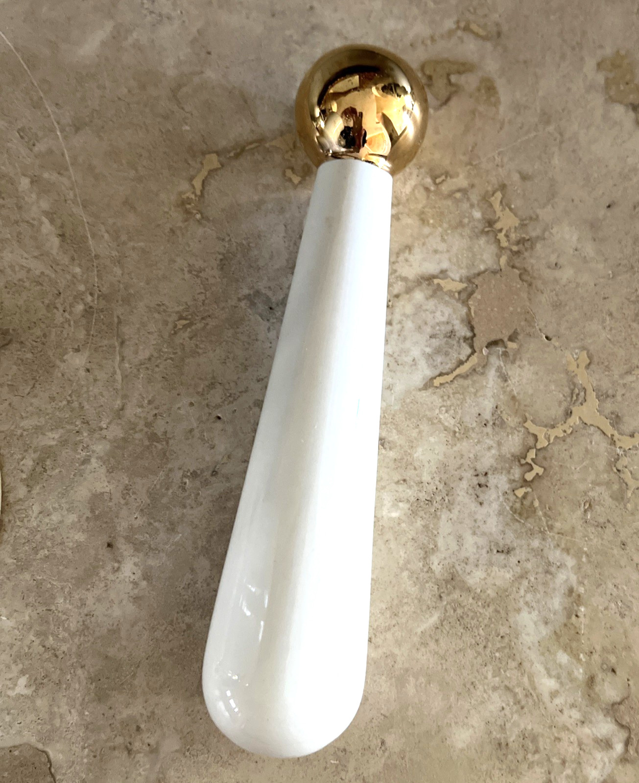 VTG. RX OWENS ILLINOIS PHARMACY MORTAR & PESTLE / GOLD GILDING APOTHECARY PIECE