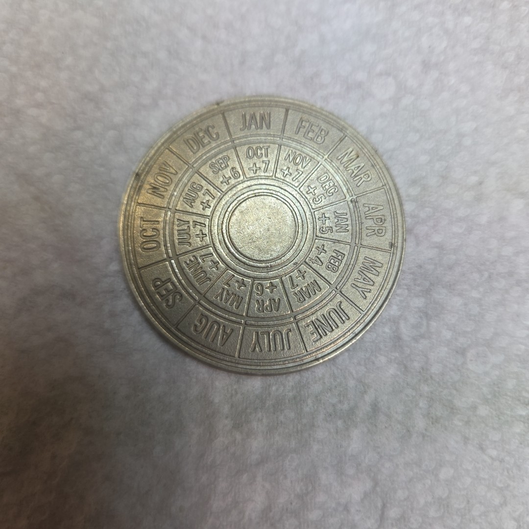 Vintage SQUIBB Pharmaceutical Pregnancy Calendar Obstetrician Silver Color Coin