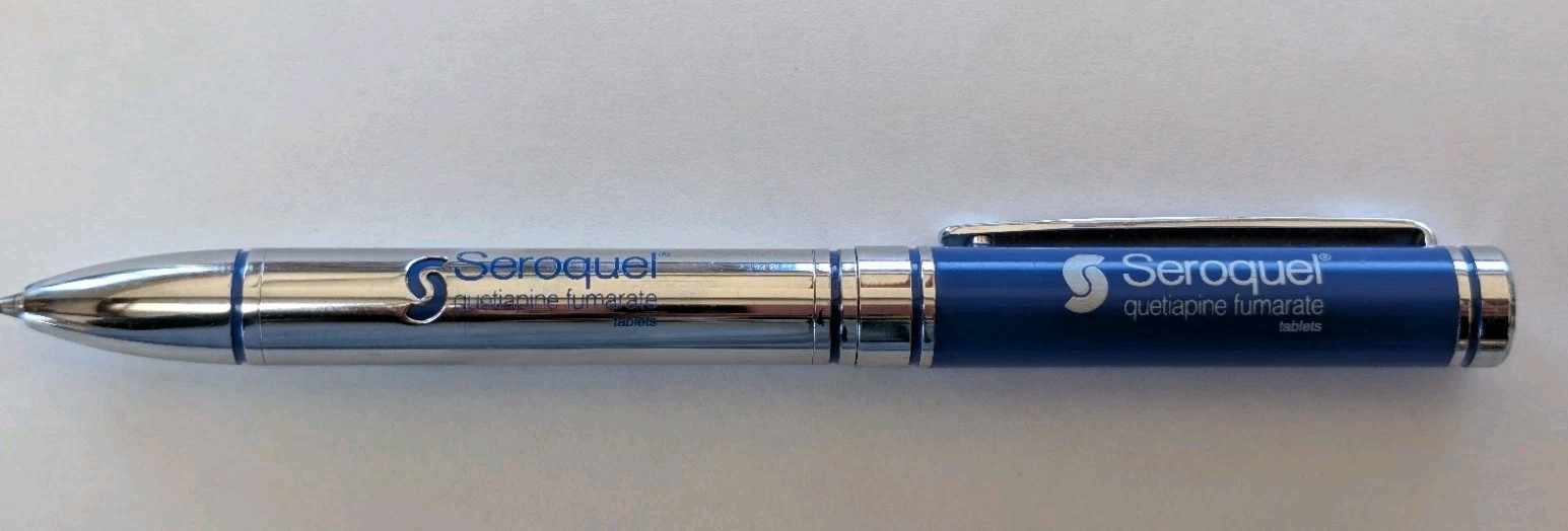 Seroquel Heavy Metal Twist PEN Drug Rep Pharmaceutical Promo Medical Advertising