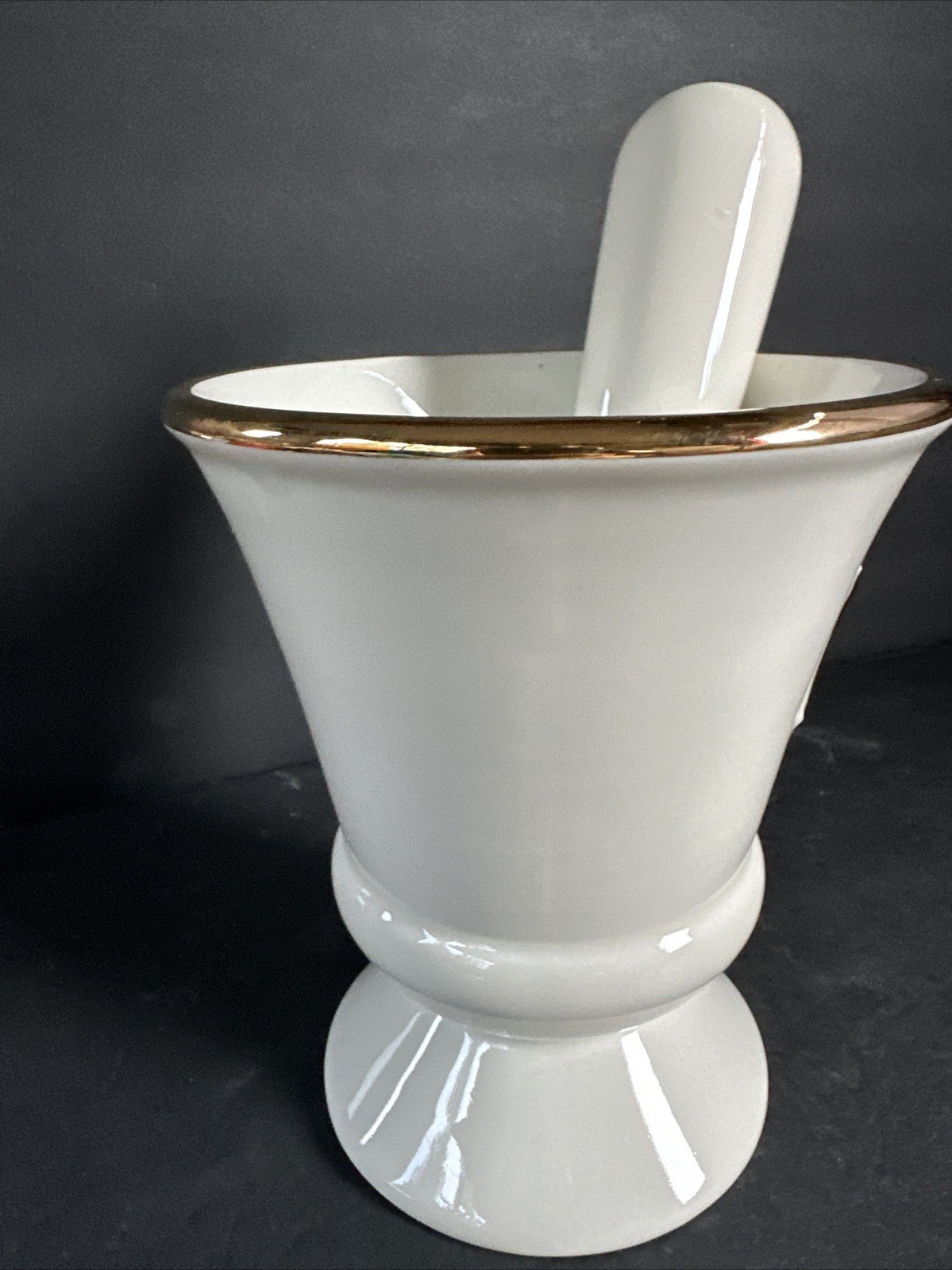 Vintage Owens Illinois RX Porcelain Pharmacy Apothecary Mortar & Pestle Set#R19