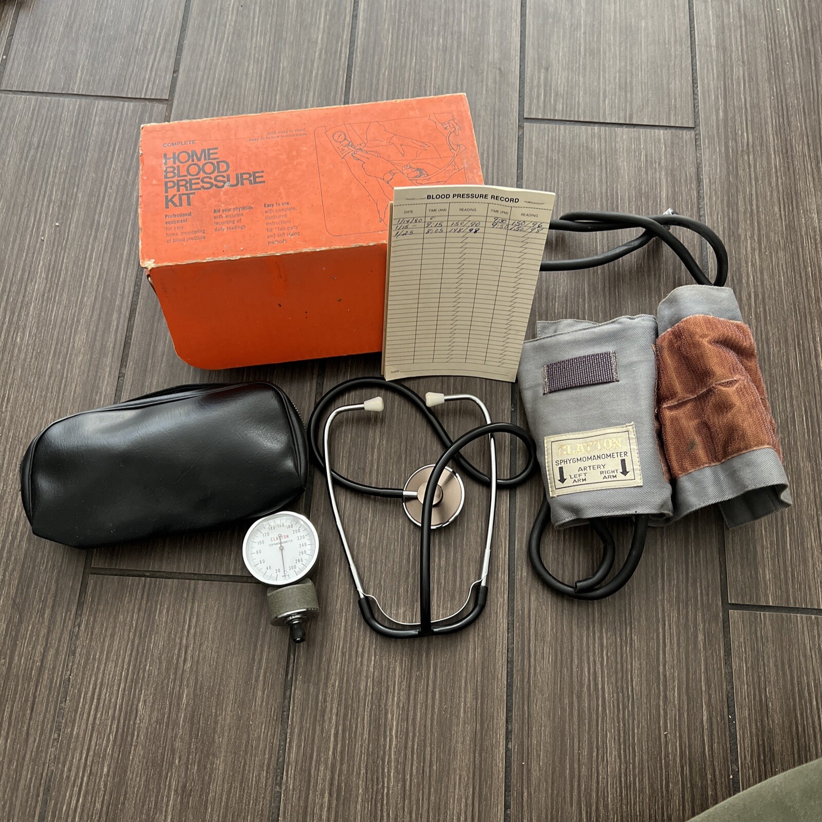 Vintage Clayton Sphygmomanometer w/ Home Blood Pressure Kit & instructions #109