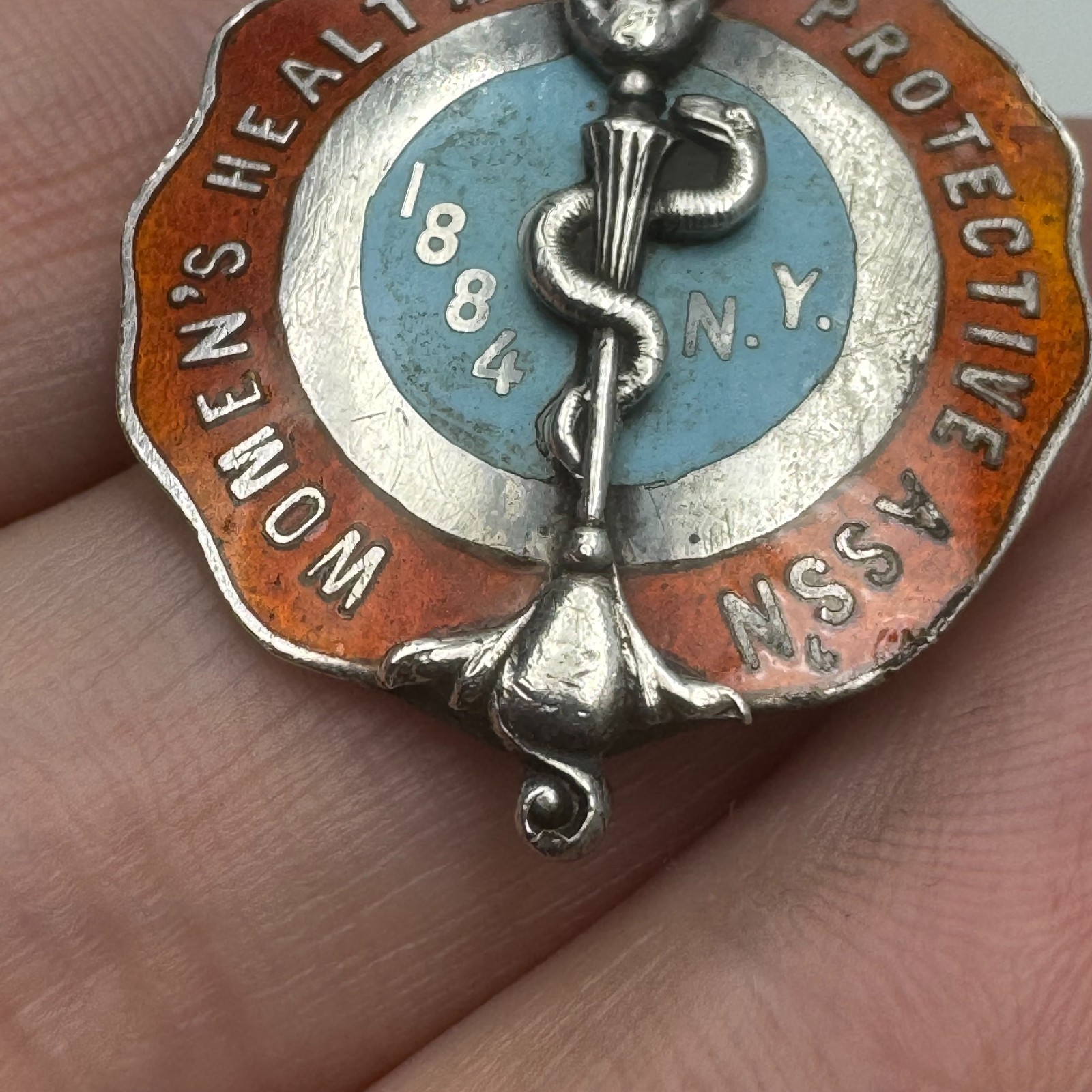 Rare 1884 Womens Health Protective Association Pin New York City Sterling Silver