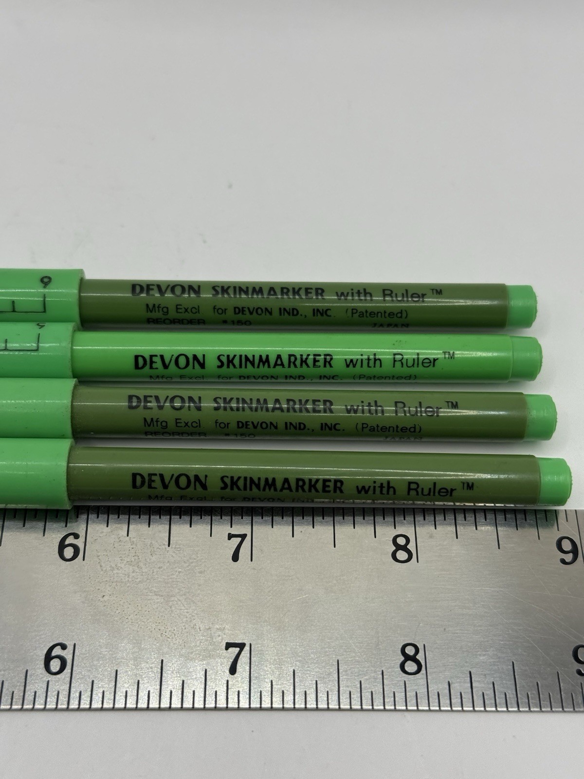 VINTAGE Devon SkinMarker With Ruler LOT OF 4 Made in Japan Surgical Green #150