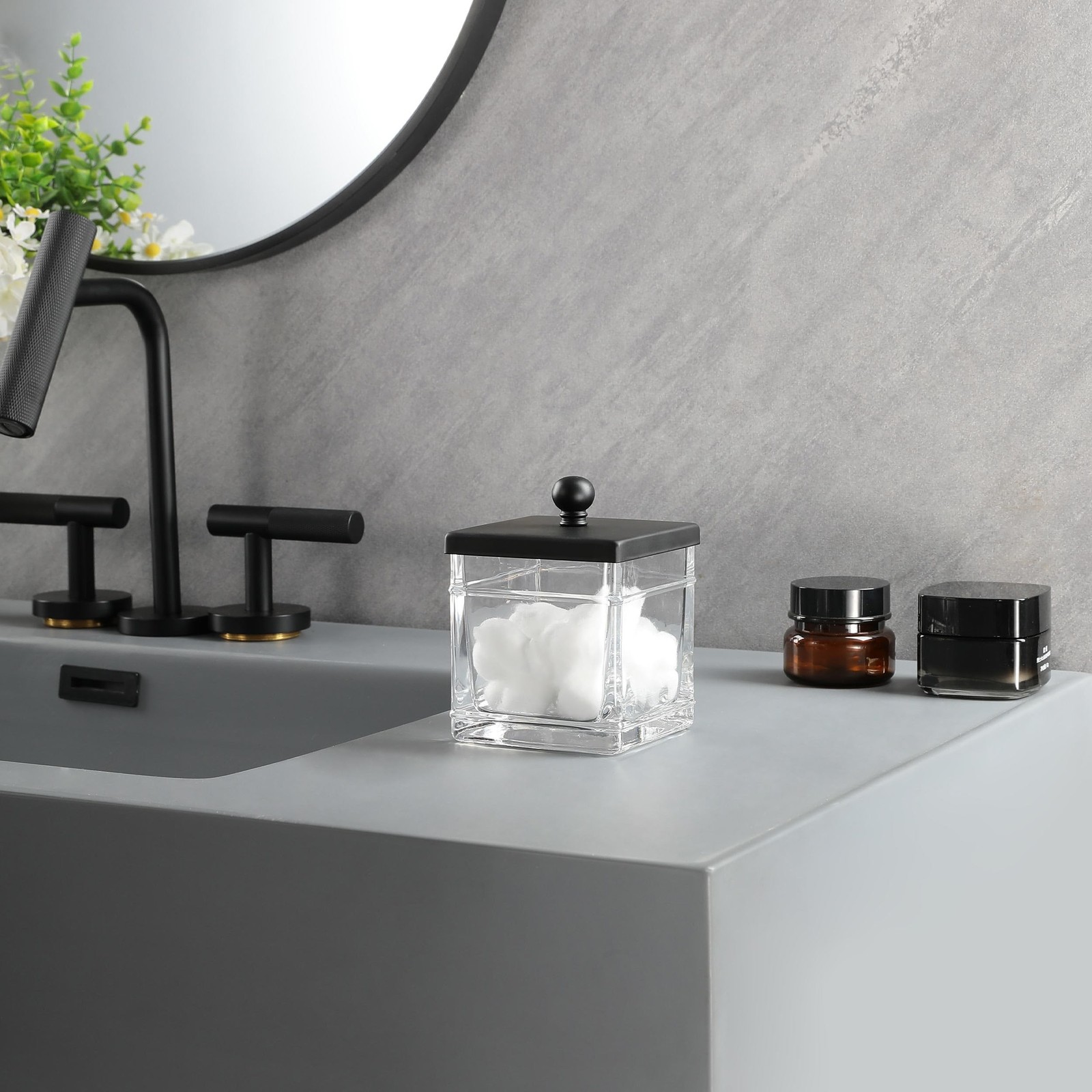 Clear Transparent Hotel Style Apothecary Tempered Glass Canister Jar W/ Matte…