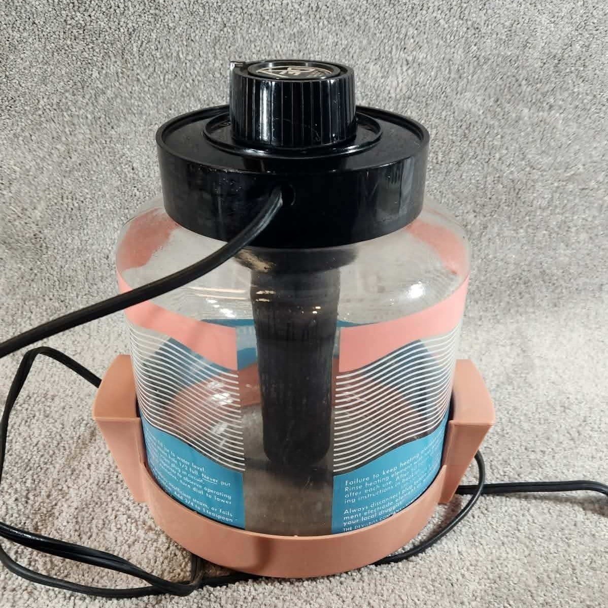 DeVilbiss Vaporizer Humidifier No 142 Steam Dial Vintage Glass Pink Blue