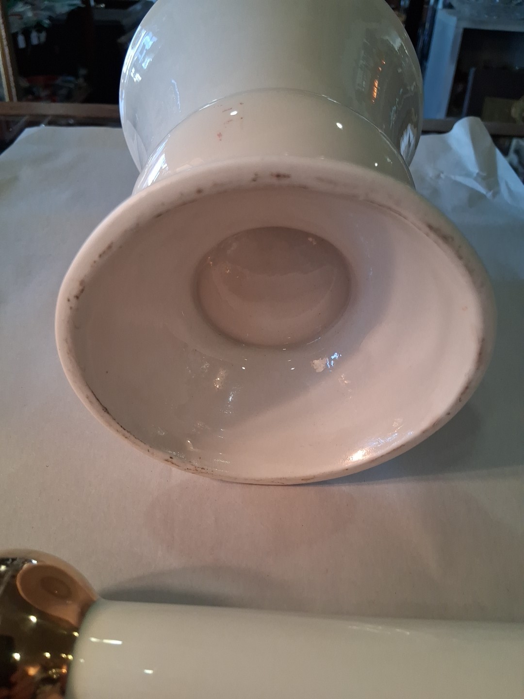 Vintage Owens Illinois RX Pharmacy Mortar and Pestle Set 7″ Tall White and Gold