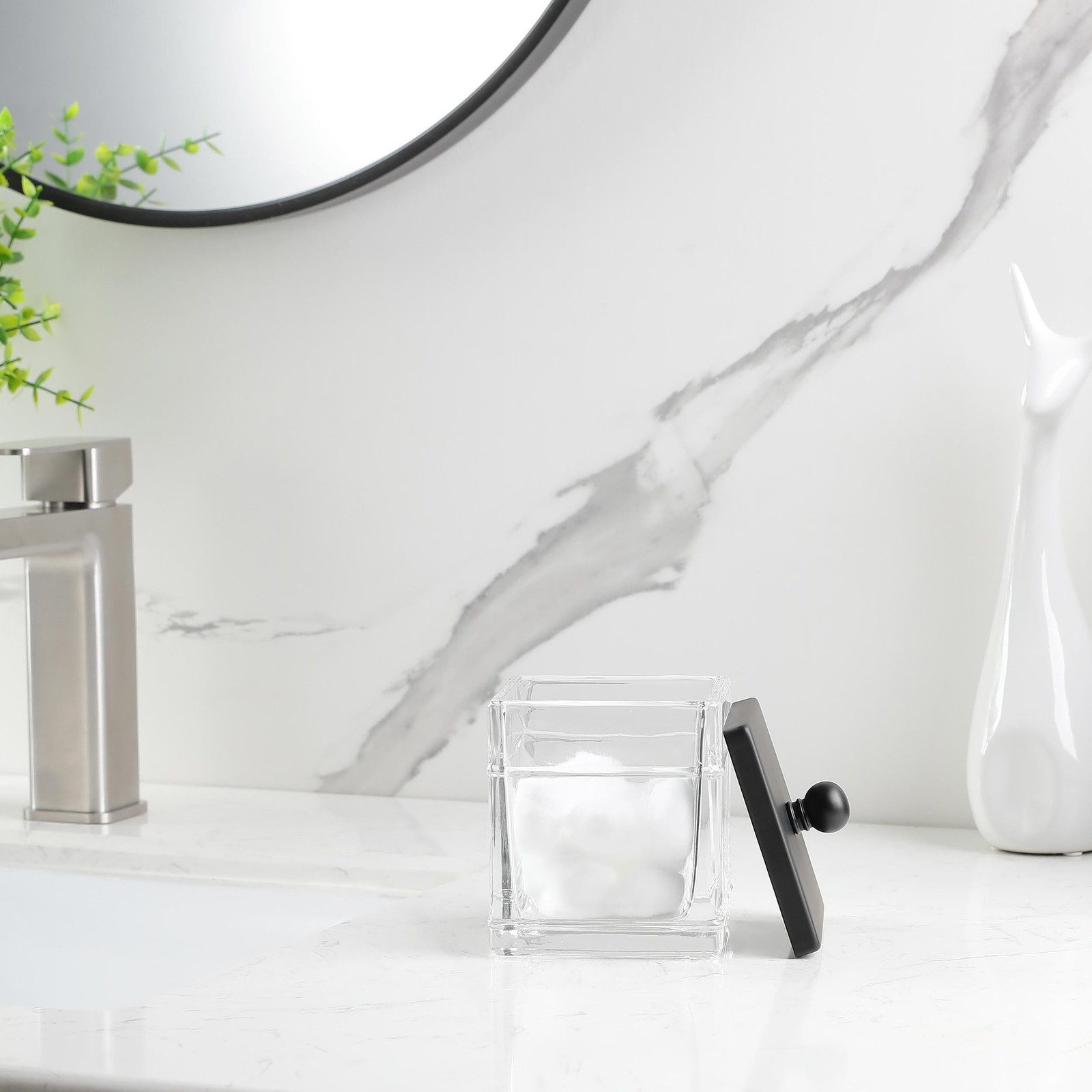 Clear Transparent Hotel Style Apothecary Tempered Glass Canister Jar W/ Matte…