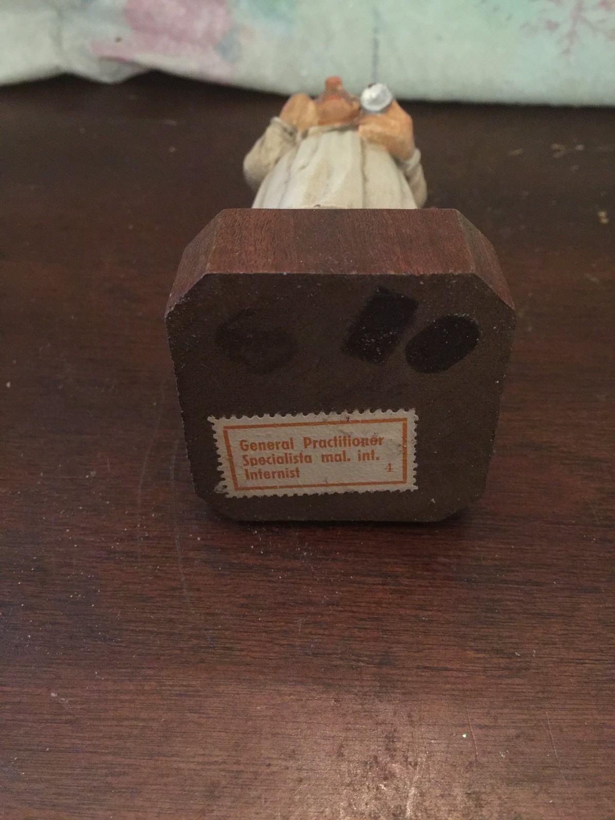 Vintage Ceramic Doctor on Wood Base Figurine General Practitioner