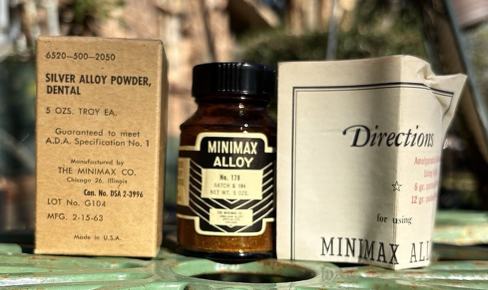 1 Jar 5 Troy Oz Minimax Silver Alloy Dental Amalgam Powder 1963 Vintage