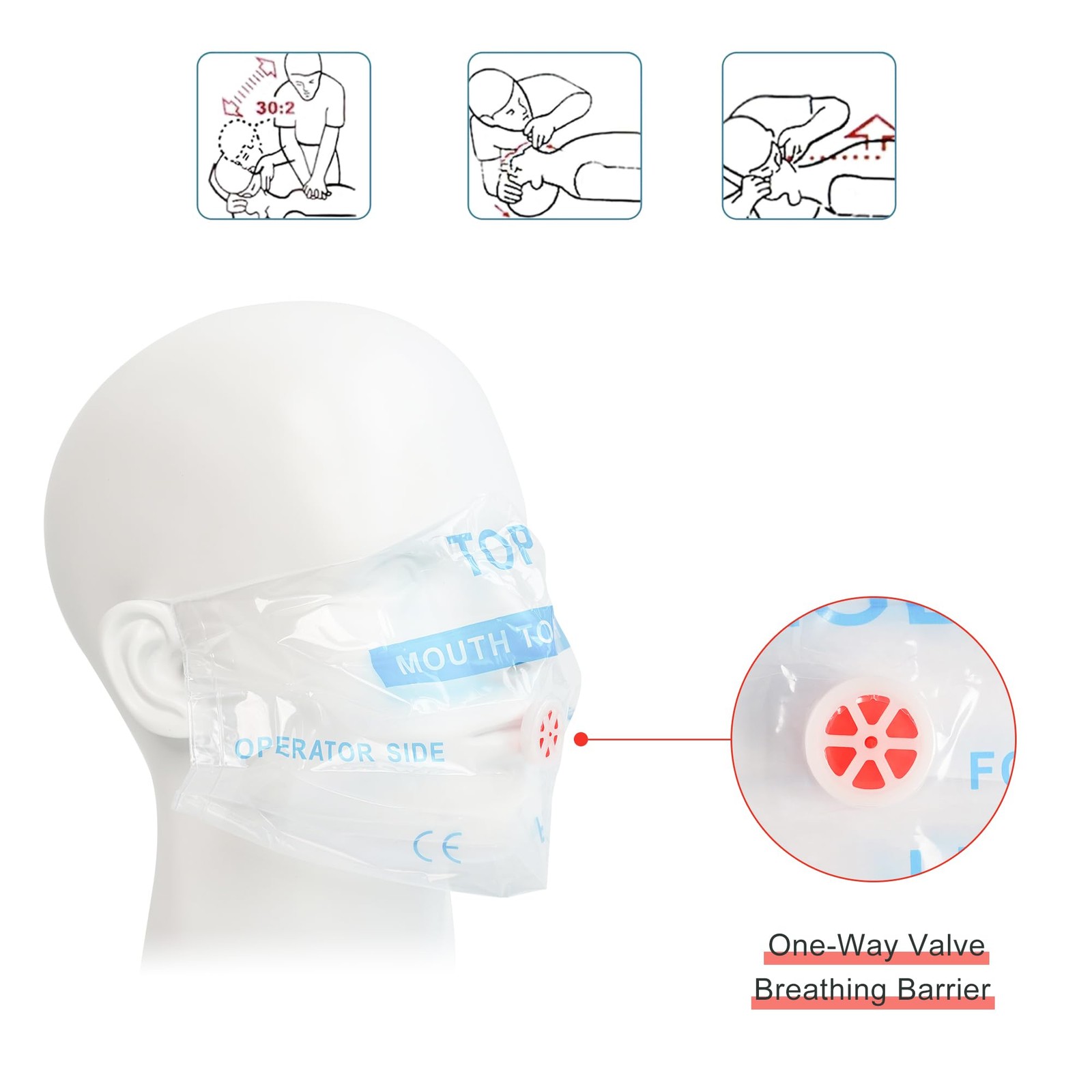 50 Packs CPR Pocket Mask, Face Shield for Keychain, One-Way CPR…