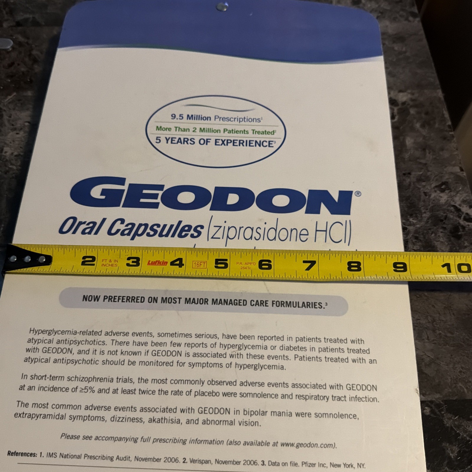 Geodon Clipboard Drug Rep Promo 2000s