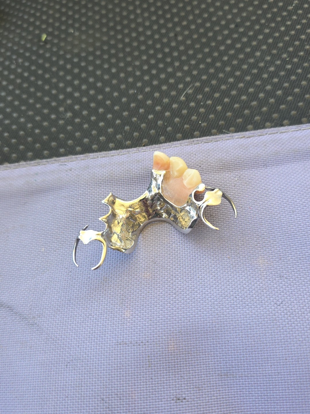 Old Medical Oddities Vintage Silver Dental Partials Bridge Dentist Fake Teeth D7