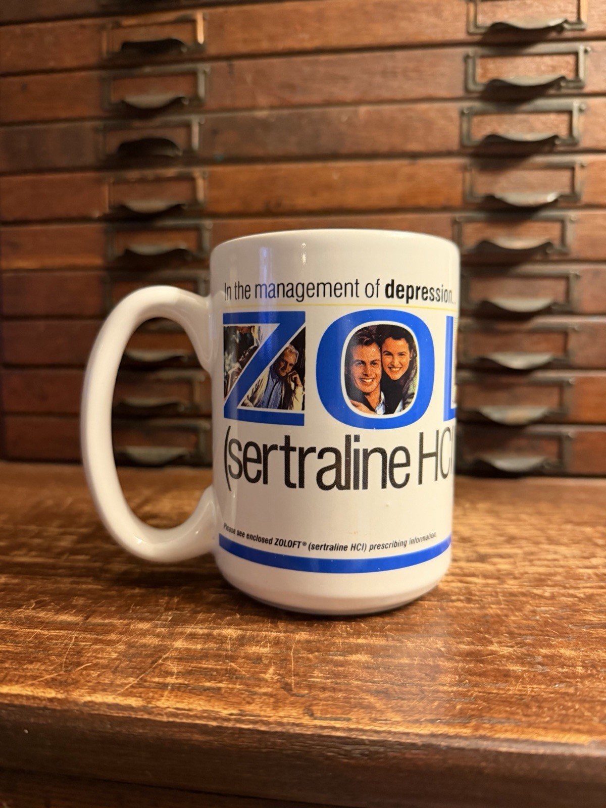 Zoloft First-Line Therapy Coffee Mug Pharmaceutical Promo Rep Advertising Pfizer