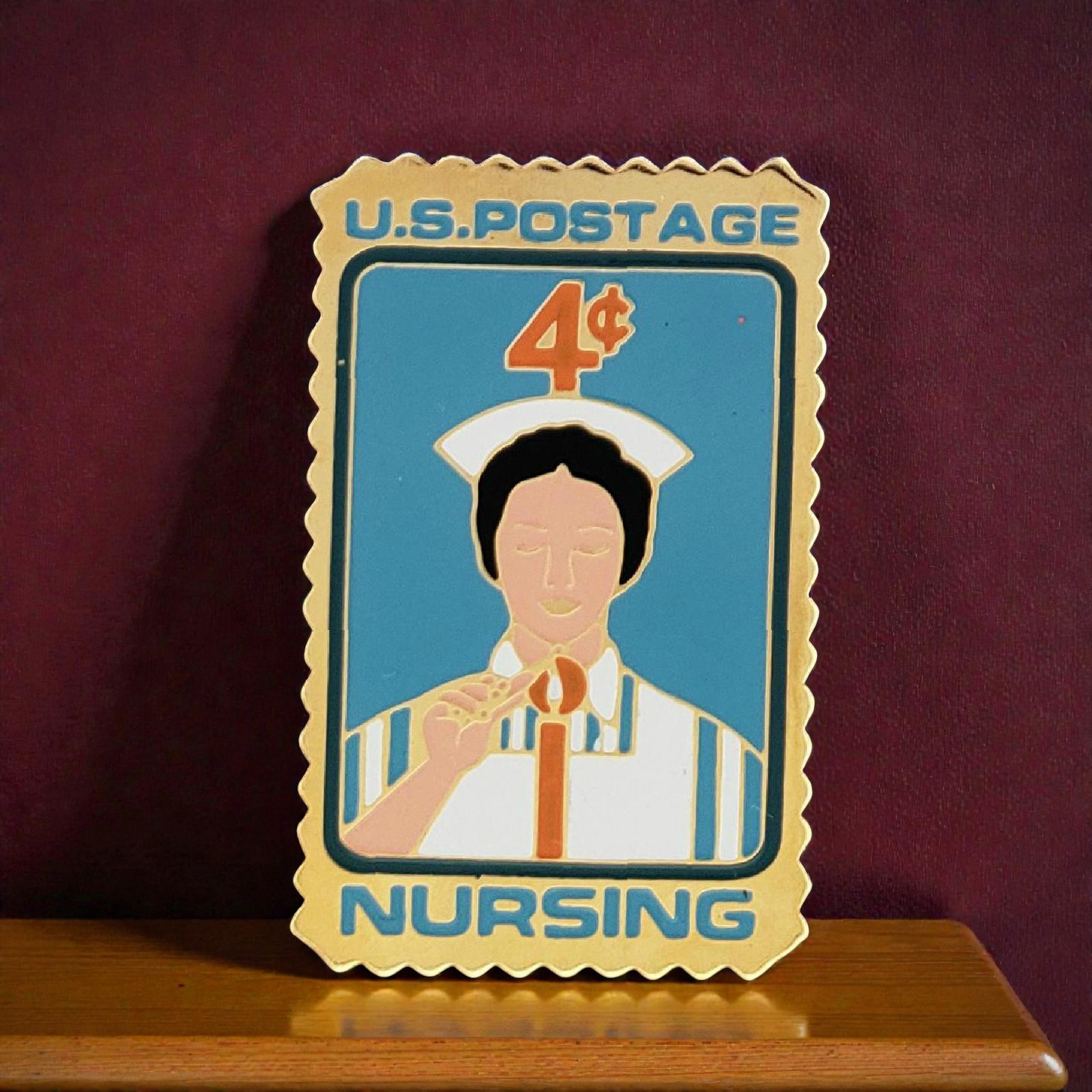 Vintage U.S. Postage Nursing Stamp Lapel Pin 4¢ USPS Nurse Winco Intl Licensed