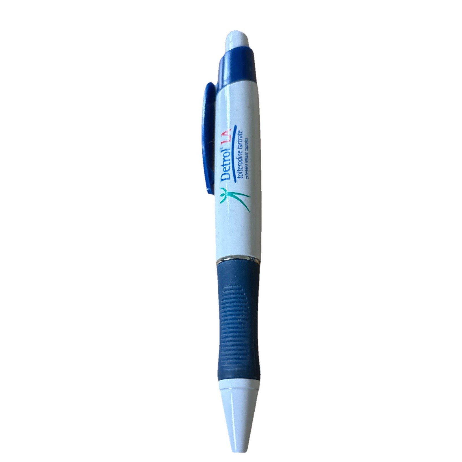 Detrol LA Pen Pharmaceutical Drug Rep Blue & White Click Top Promo Vintage