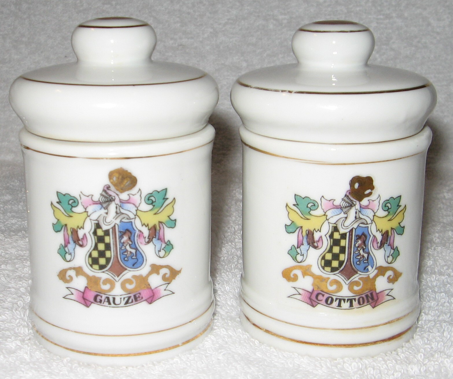 SET 6 DOM JAPAN APOTHECARY CERAMIC PORCELAIN JARS + 1 PULVIS POWDER W/ LIDS EUC!