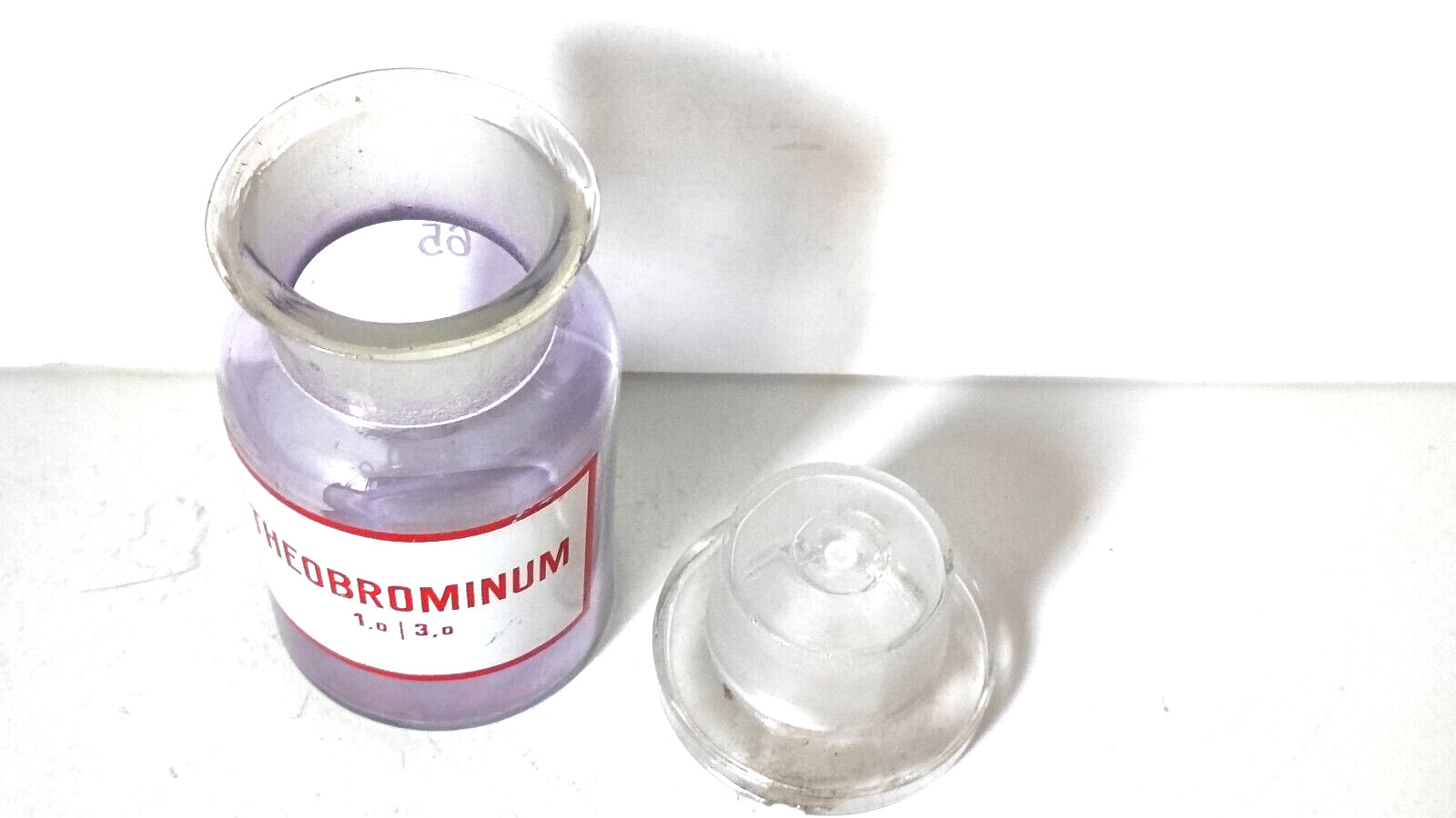 THEOBROMINUM Vintage Glass Apothecary Pharmacy Clear Jar 100 ml