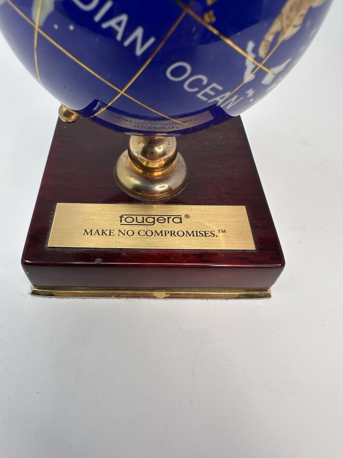 Fougera Pharmaceutical Lapis Lazuli Brass Desk Accent World Globe