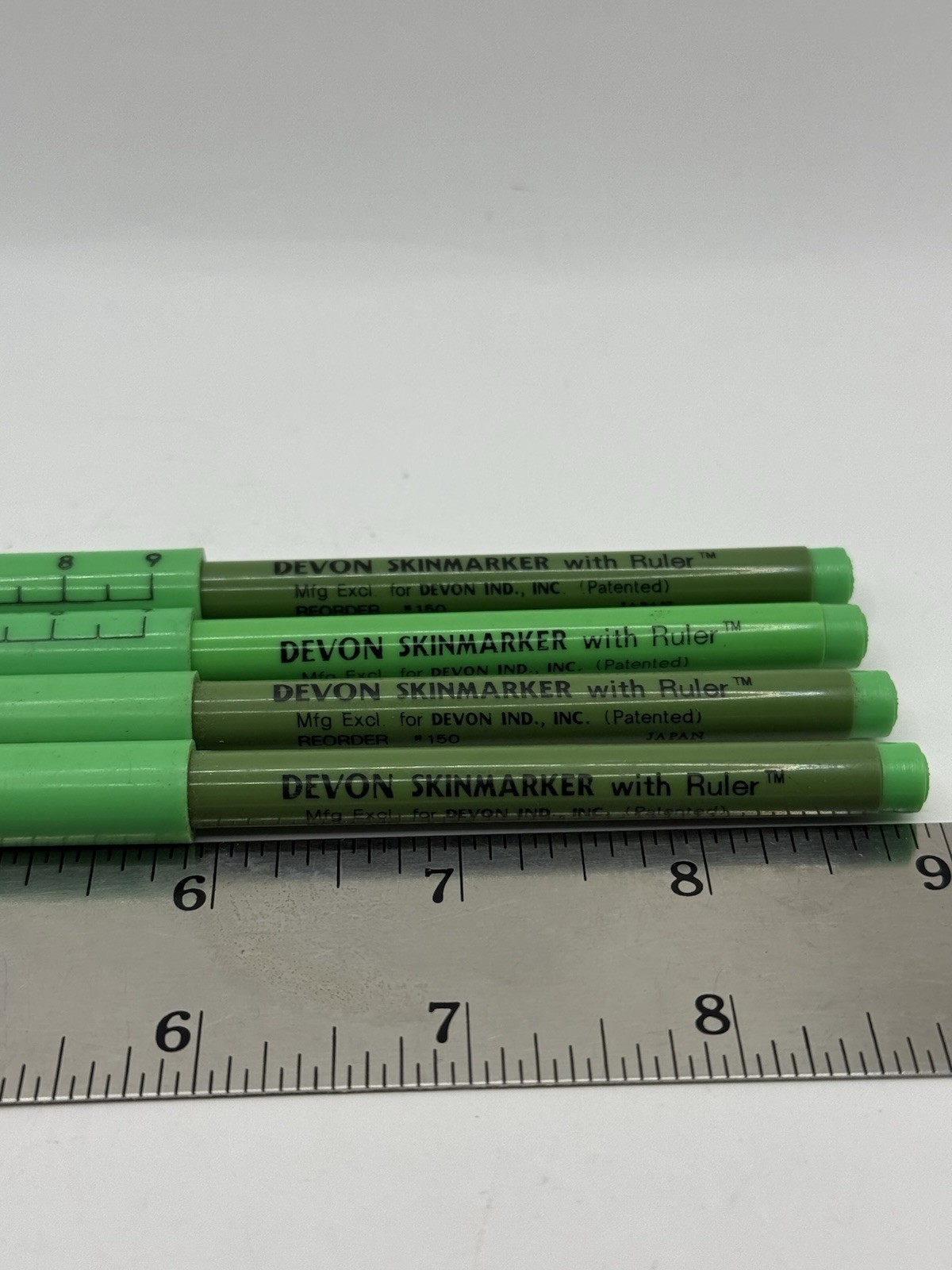 VINTAGE Devon SkinMarker With Ruler LOT OF 4 Made in Japan Surgical Green #150