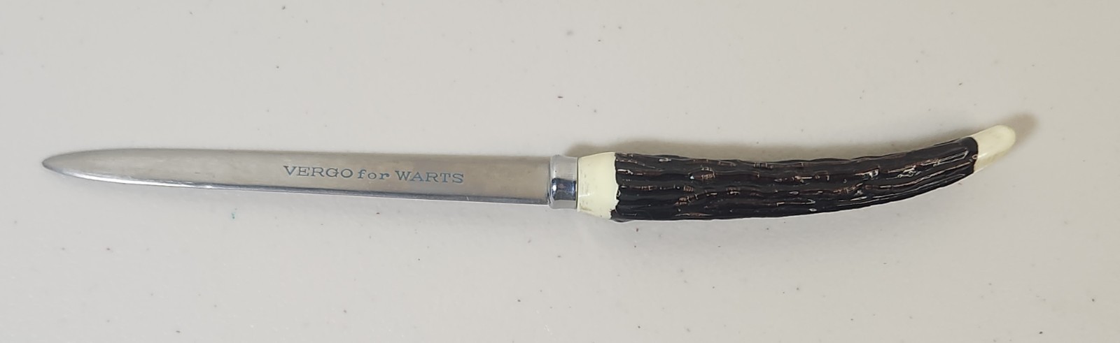 Vintage VERGO For Warts Letter Opener Pharmaceutical Drug Advertising