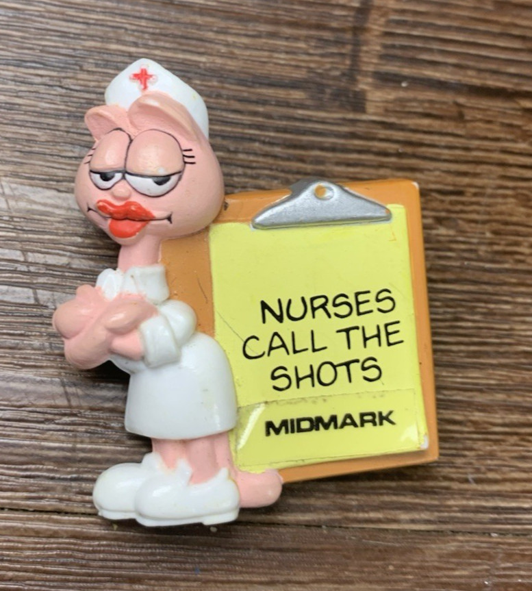 1980 Garfield Nurse Pin Pink Enamel Vintage Nurse Badge Brooch Collectible