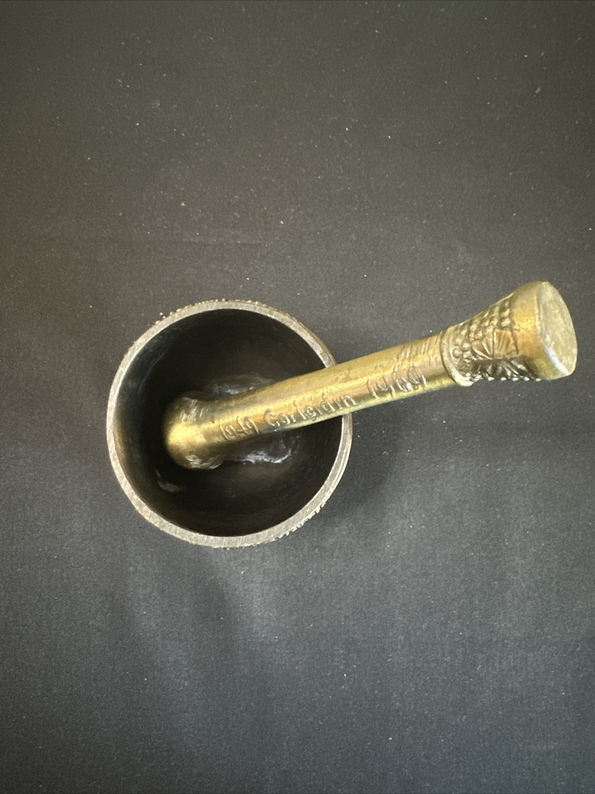 Vtg First American Pharmacy Journal Cast Brass Bronze Mortor & Pestle Set 1975