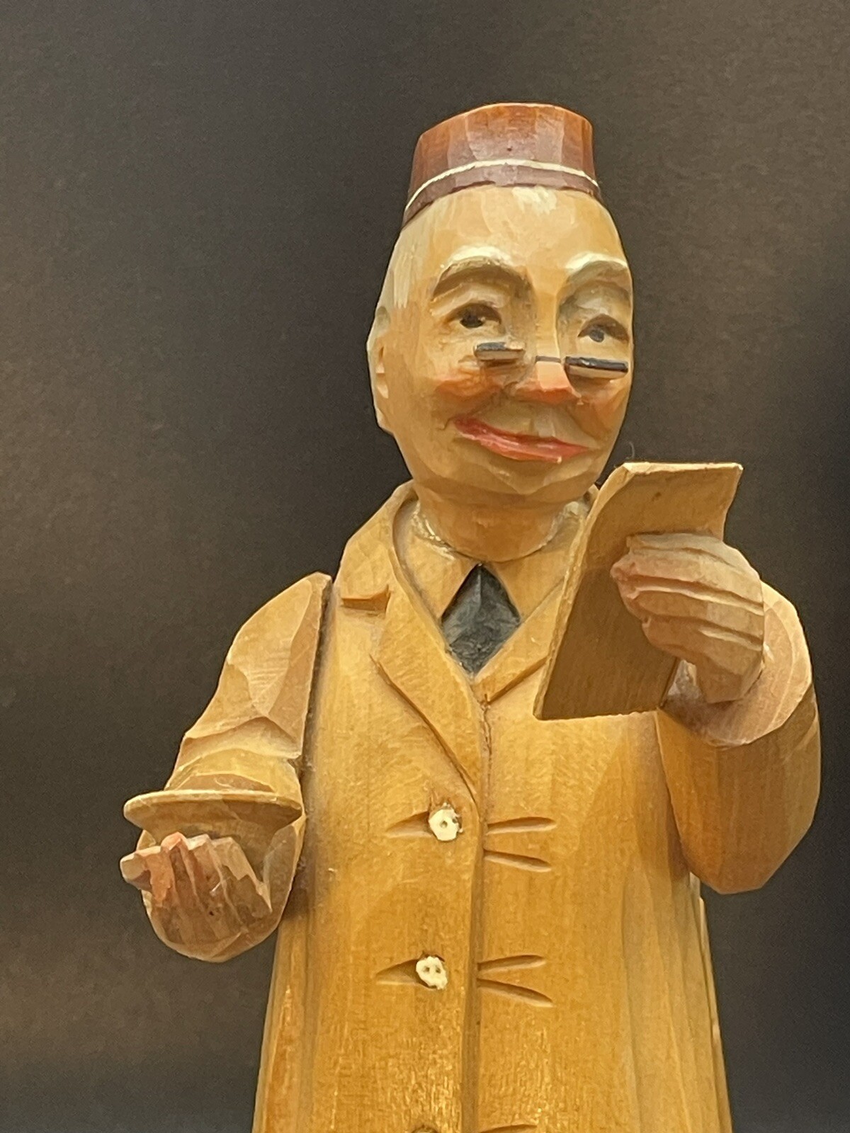 Vintage Anti Hand Carved Wood Pharmacist, RX, Mixing Bowl, 6.75”, Germany